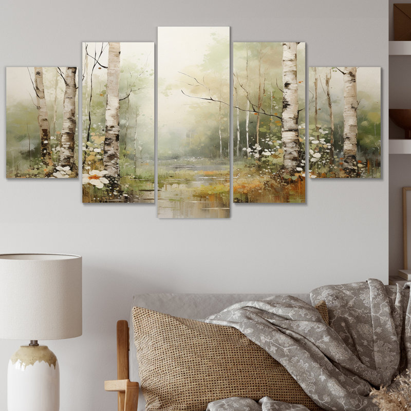 Millwood Pines Minimalism Forest Woods II On Canvas 5 Pieces Print ...