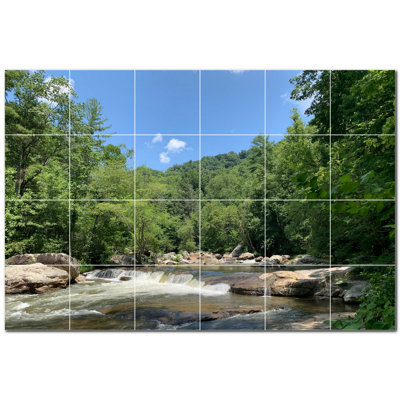 River Photo 4.25'' x 4.25'' Satin Ceramic Decorative Mural
