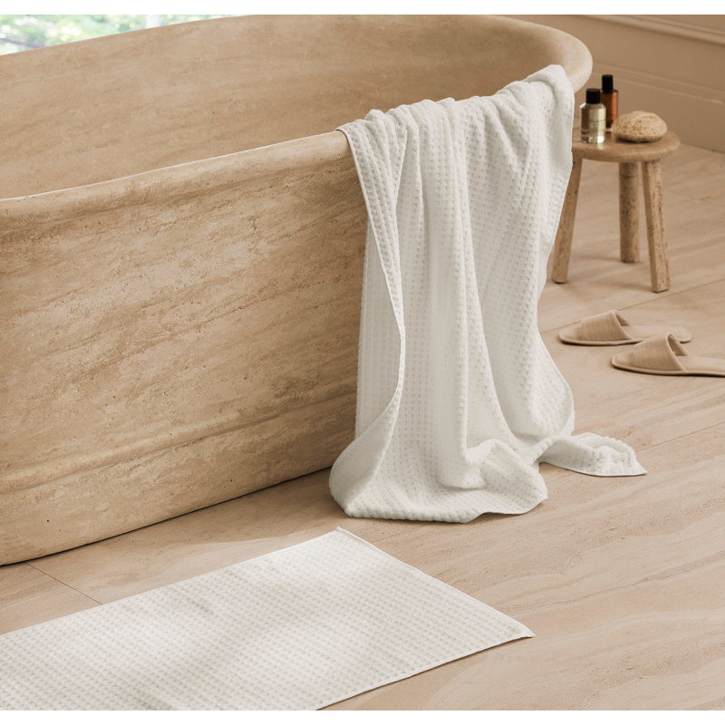 Turkish Waffle Bath Mat, White