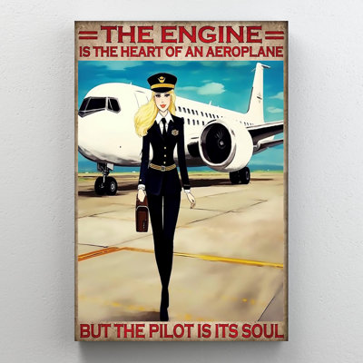 «Woman But The Pilot Is Its Soul», reproduction d'art graphique sur toile tendue 1 pièce
