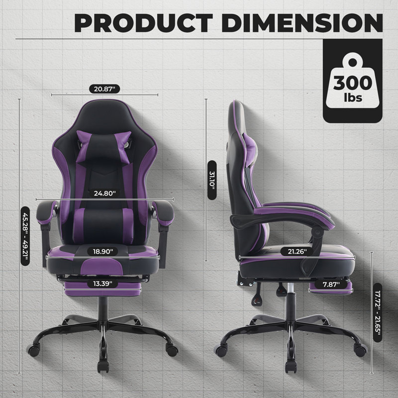 Gaming Chair, Purple+Black
