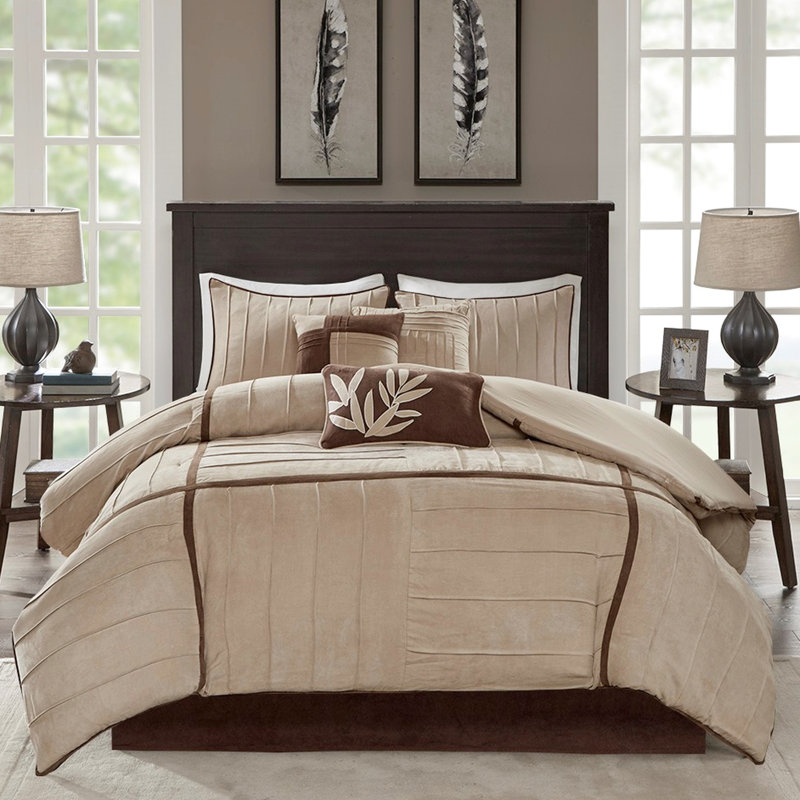 Édredon 7 pièces très grand daim - rembourrage et coussins attrayants, Beige
