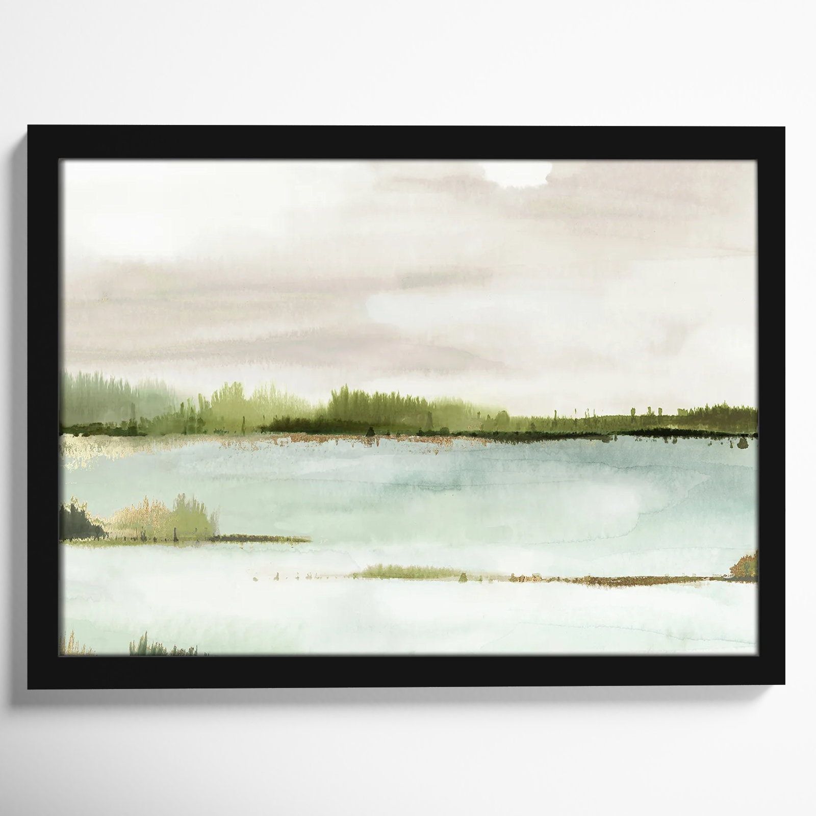 Adamsville "Silent Lake" Painting, Black Framed, 18" H x 24" W x 1.12" D