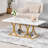Coffee Table, Modern Faux Marble Coffee Table, Large 2-Tier Rectangle Center Desk with Geometric Legs, Minimalist Sturdy Metal Frame Accent End Desk for Living Room, Office, Easy Assembly, White-1618970601