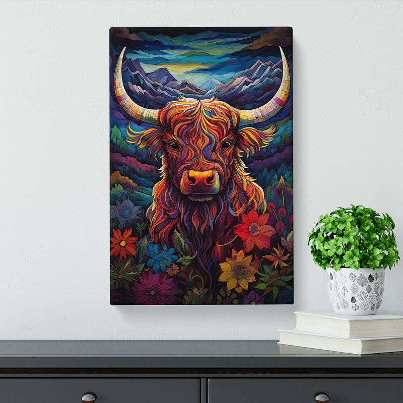Highland Cow Symbolism - Wrapped Canvas, 60cm H x 40cm W x 3cm D