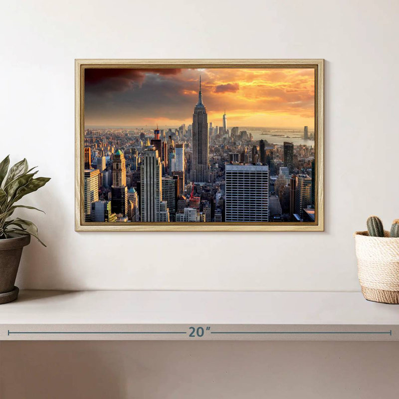 New York City High Rises, Cadre flottant en bois naturel, 13 po x 9 po