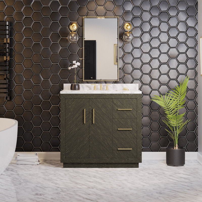 Sadelle 36'' Single Bathroom Vanity, Dark Oak