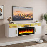 Alazik Floating TV Stand with 36" Electric Fireplace