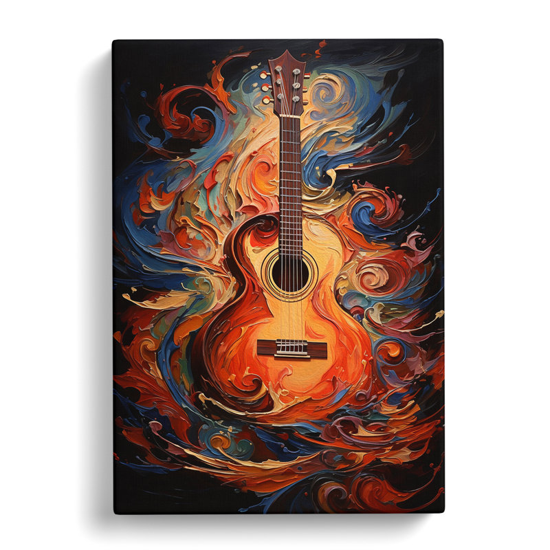 Acoustic Guitar Contemporary Art No.2 - Print, 50cm H x 35cm W x 3cm D