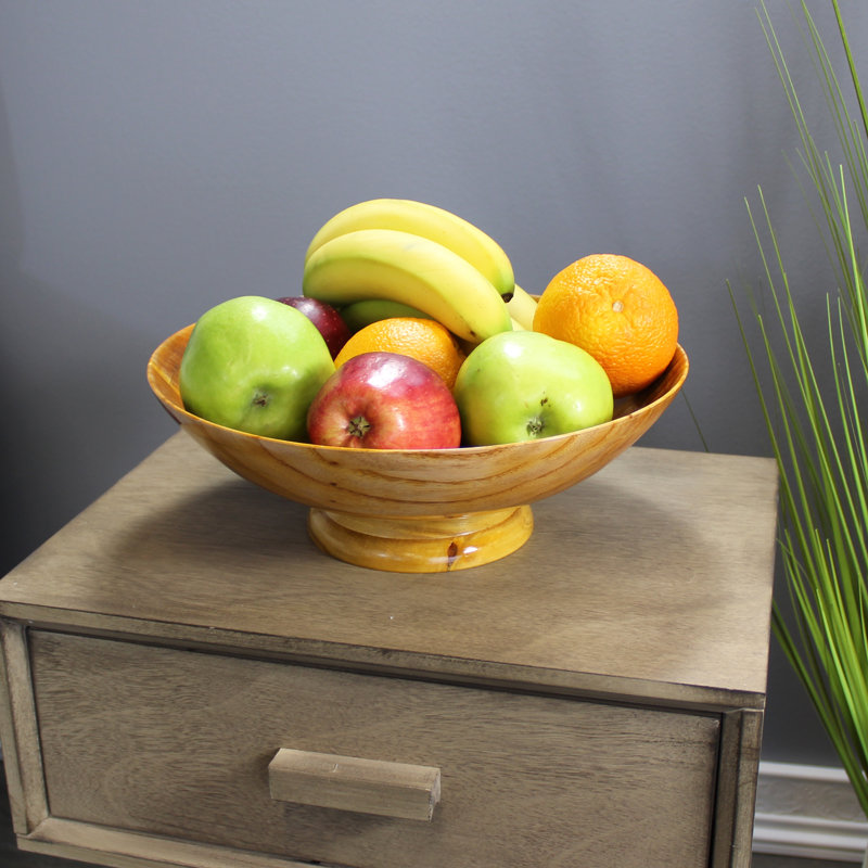Elegant Hand-Carved 12" Rosewood Decorative Fruit Bowl