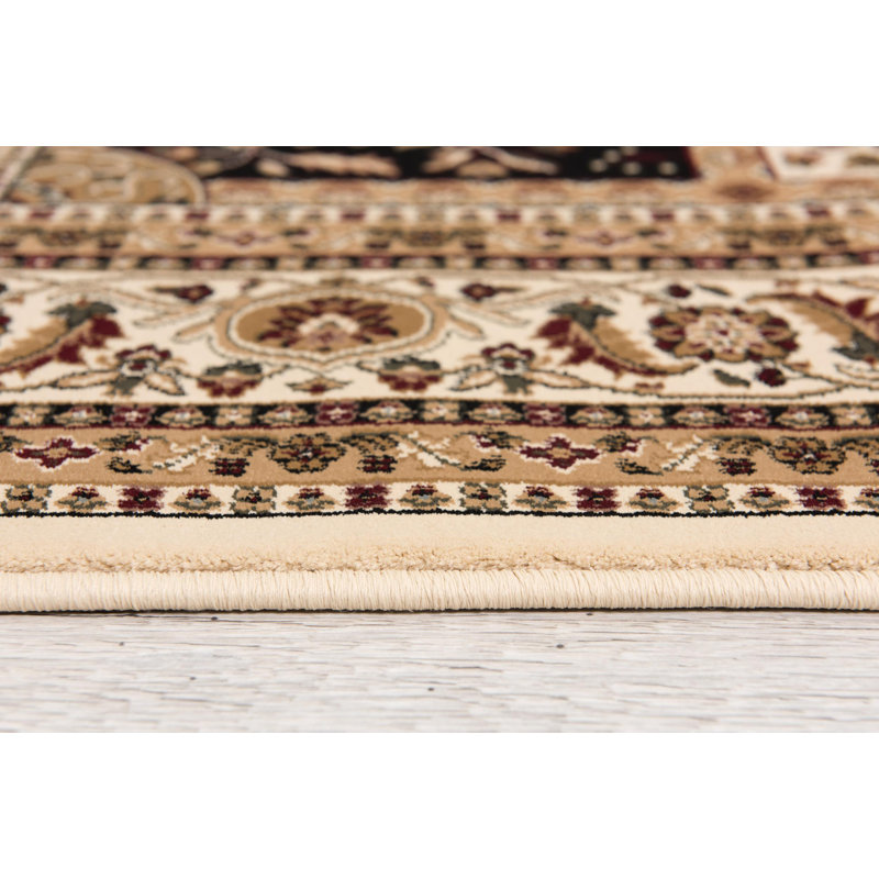 Rug Branch Jinan 4' x 6' (3'9" x 5'6") Beige/Red Persian Garden Indoor Area Rug, Traditional, Low Pile, Stain-Resistant Carpet - Living Room, Bedroom, Dining Room, and Kitchen