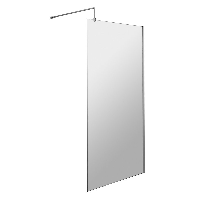 Wetroom Screens Semi-Frameless Wet Room Glass Screens with Clear Glass, 1850mm H x 1093mm W