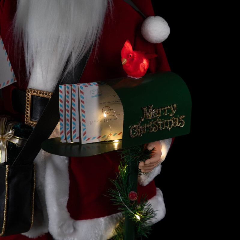 Animated And Musical Santa Claus Figure With Lighted "Merry Christmas" Mailbox - 30"