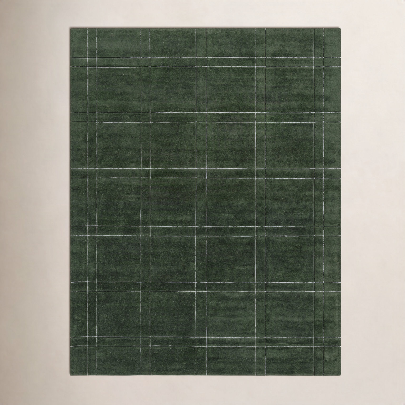 Hand-Tufted Green Plaid Rug, Rectangle 8' x 10'