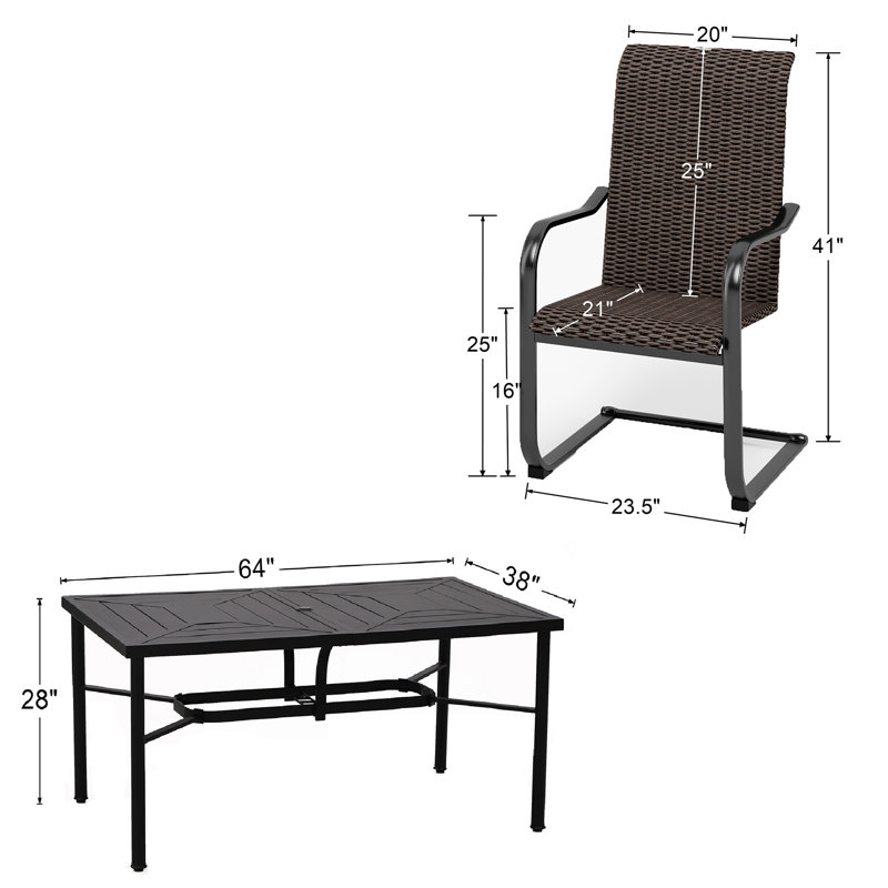 Alyah 6 - Person Patio Dining Set with Rectangular Table