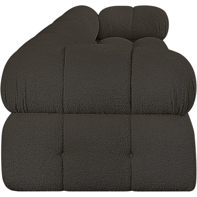 Ames Upholstered Sofa, Brown Boucle Fabric, 2 Armless, 2 Corner