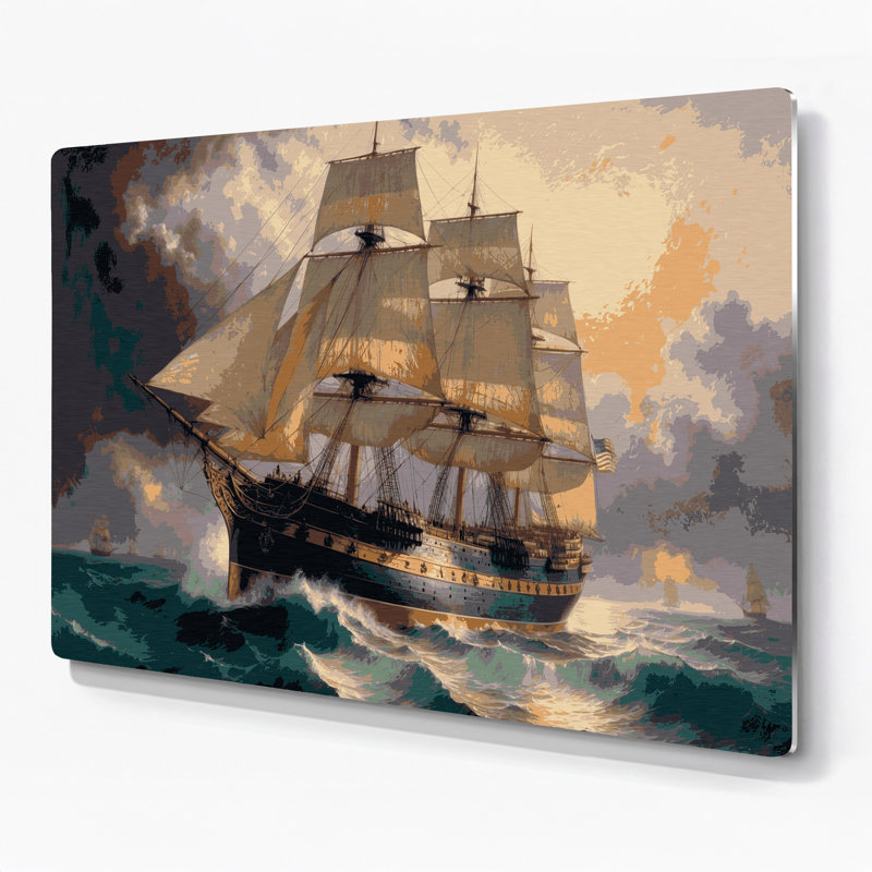 Art mural gris, "Nautical célèbre bateaux", H 16 po x l 20 po