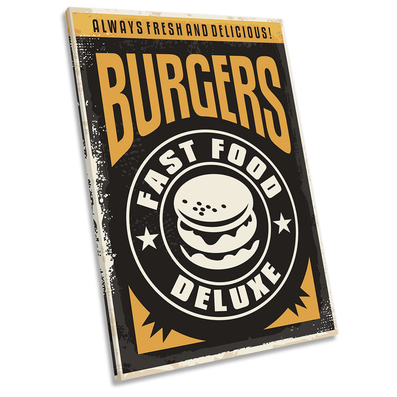 Burgers Kitchen Retro Café - Wrapped Canvas Print, 45.7cm H x 30.5cm W x 2cm D