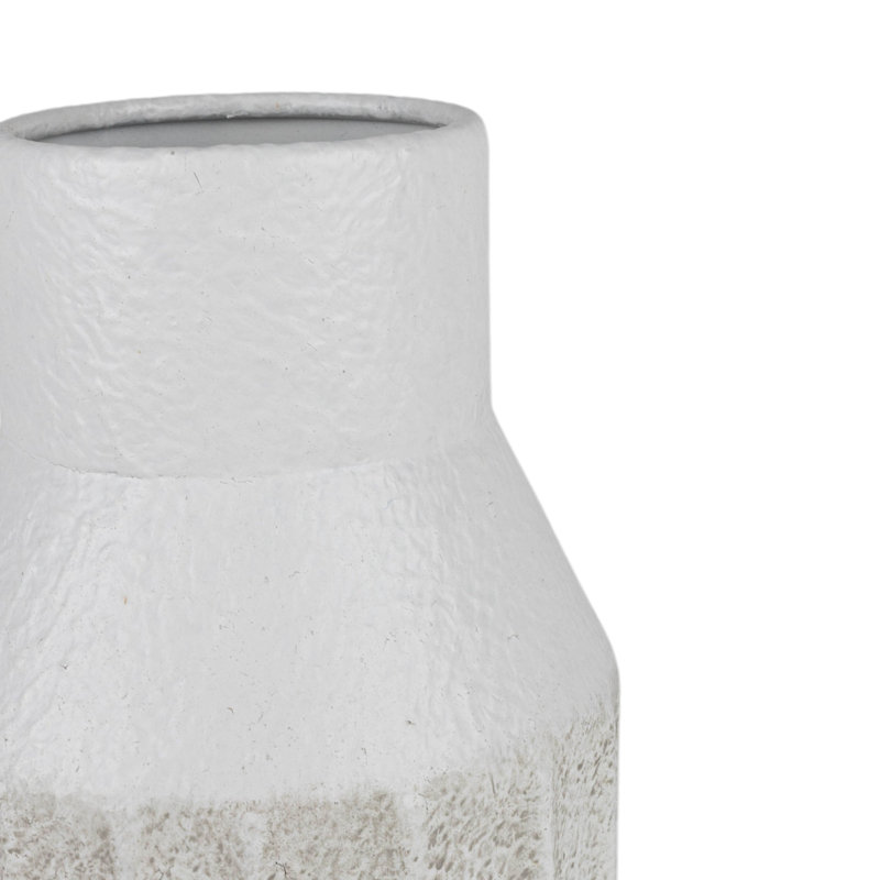 Vase en métal blanc cannelé Orren Ellis