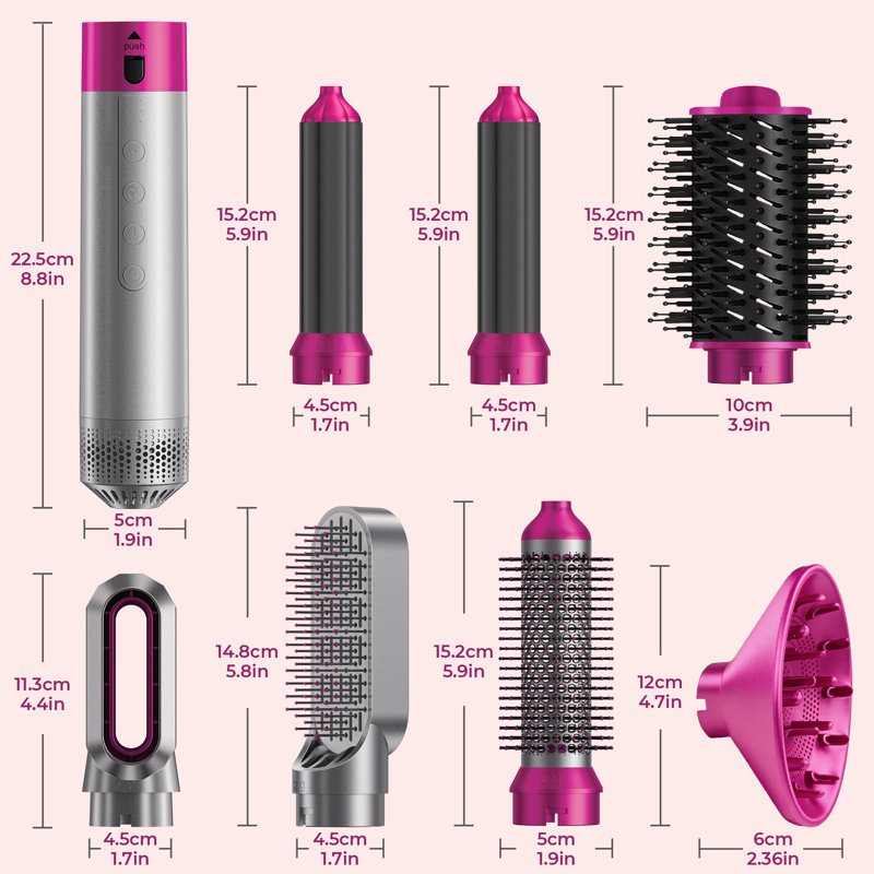 Coiffeur à air chaud 7-en-1, Noir / Or rose