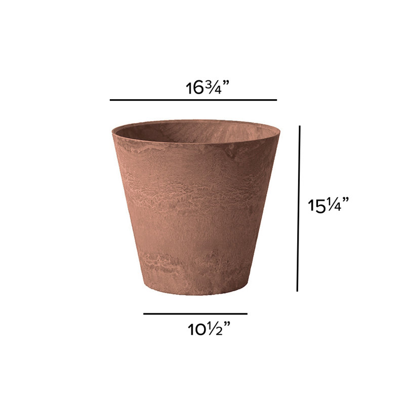 Carrero Pot Planter, Rust, 15.25" H x 16.75 W x 16.75" D