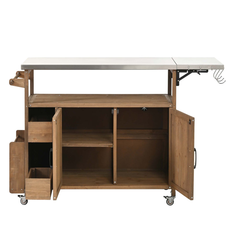 Chariot de cuisine pour l'extérieur 54,33 po, Naturel