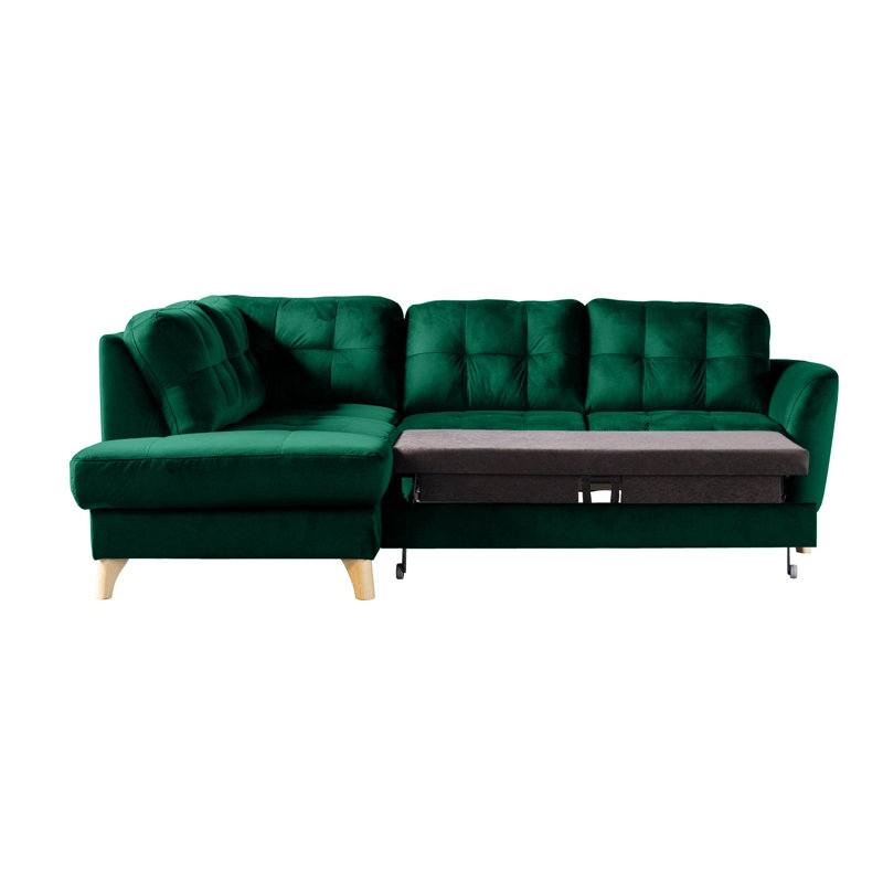 Hunnewell Sleeper Corner Sofa, Left Hand Facing, Emerald