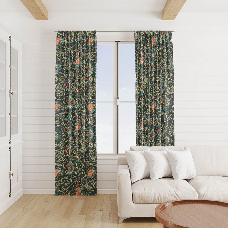 Panneau de rideau semi-transparent Paisley, L 20 po x L 61 po