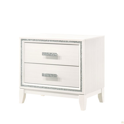 Nightstand With Two Drawers Wooden 1Pc