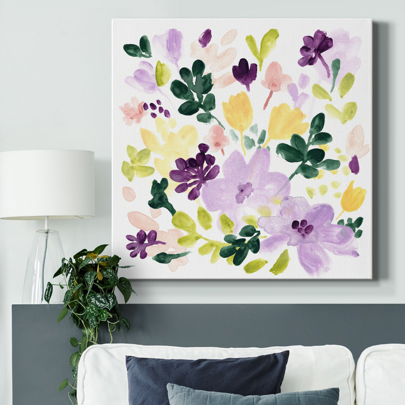 Lavande Meadow I - toile tendue avec châssis de qualité supérieure - prête à être accrochée, H 10 po x l 10 po x P 1 po