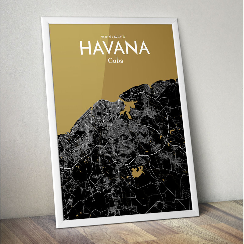 Havana City Map - No Frame Print, 91.4cm H x 61cm W x 0.13cm D