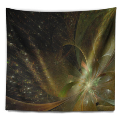 Tapisserie fleur symétrique dorée floral light