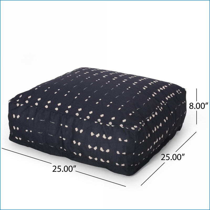 Coussin de sol repose-pieds carré, 25 x 25 x 8, bleu marine et blanc | Bleu foncé | Tissu