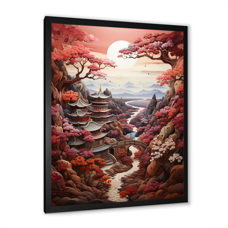 Labrieville Asian Art Emperors Courtyard - reproduction d'art sur toile, Cadre photo noir, H 40 po x l 30 po x P 1,5 po