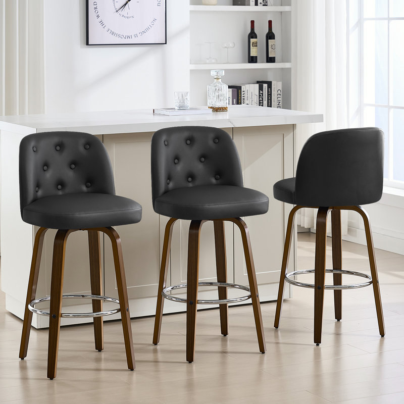 Tabouret pivotant rembourré, Noir, noir, noir, noir, 1, Tabouret de bar (siège d'une hauteur de 29 po)