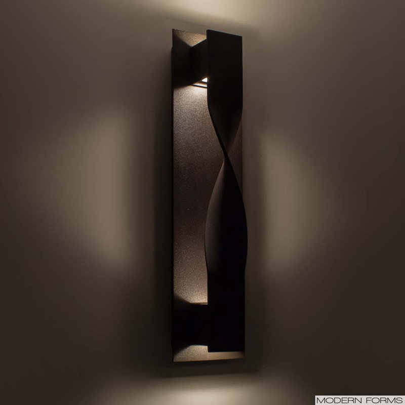 Bronze Twist LED Outdoor Wall Light with White Diffuser