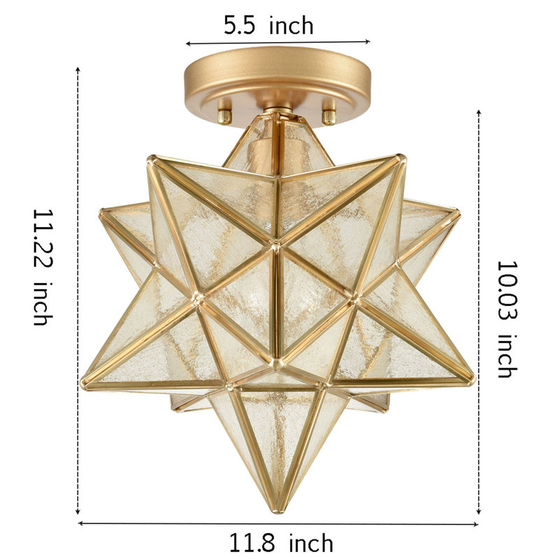 Killead 1-Light Moravian Star Ceiling Light, 11.22" x 11.8" x 11.8"