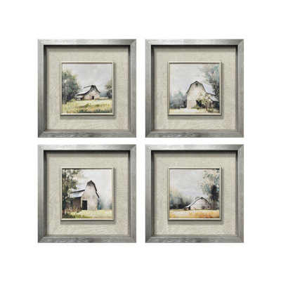 Windham 4-Piece Farmhouse Barn Framed Canvas Paintings