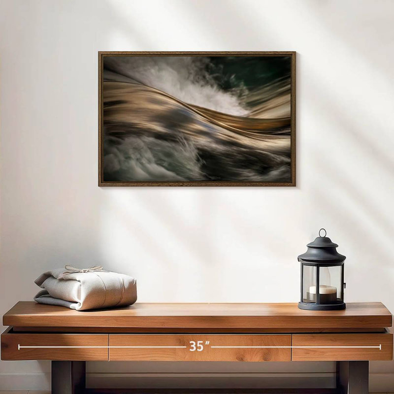 Bronze, 19 po x 13 po, Cadre flottant en noyer