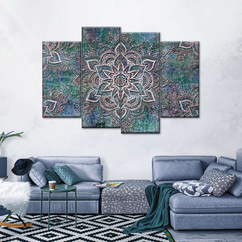 " Astral Mandala Abstract Multi Piece Canvas Print " 4 - Pieces, 36" H x 22" W x 1" D