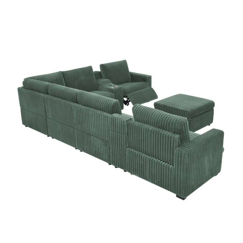 Canapé modulaire inclinable électrique Rdamidtin, Velours côtelé vert foncé