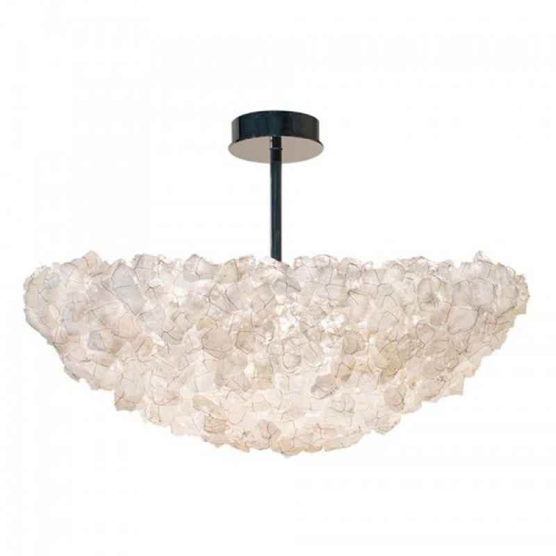 Lustre rond Petra, Fumée, Acier inoxydable poli, 21" Diameter x 6" BH x 12” OA Height