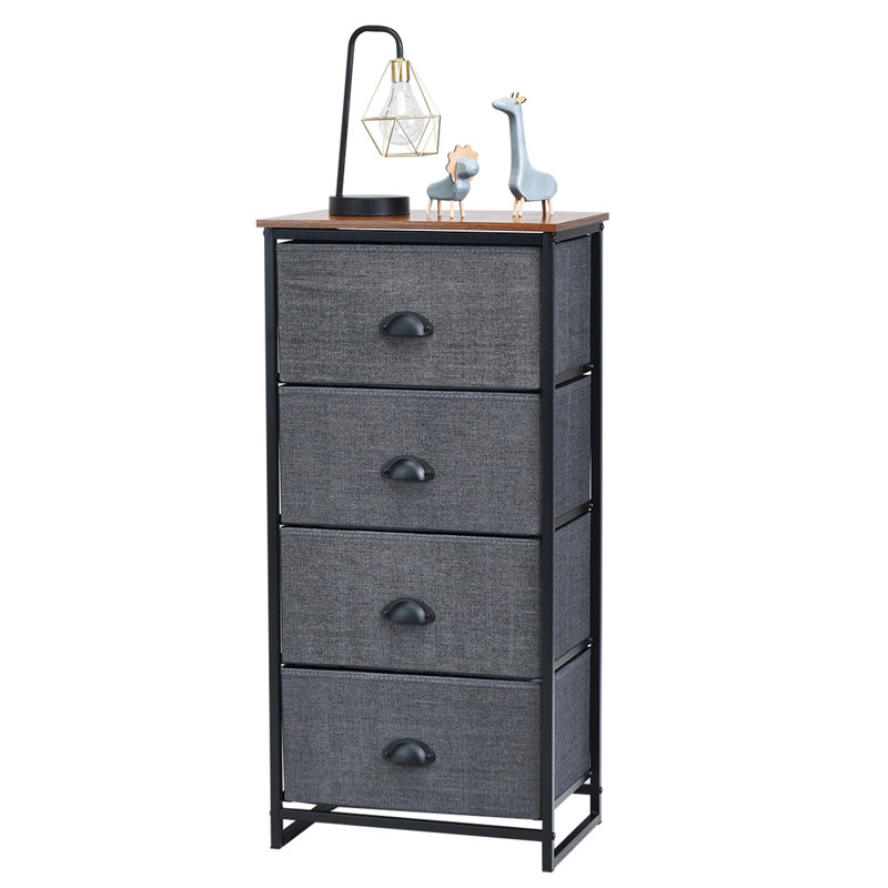 Commode de rangement 4 tiroirs Americus Tower, Noir / noyer