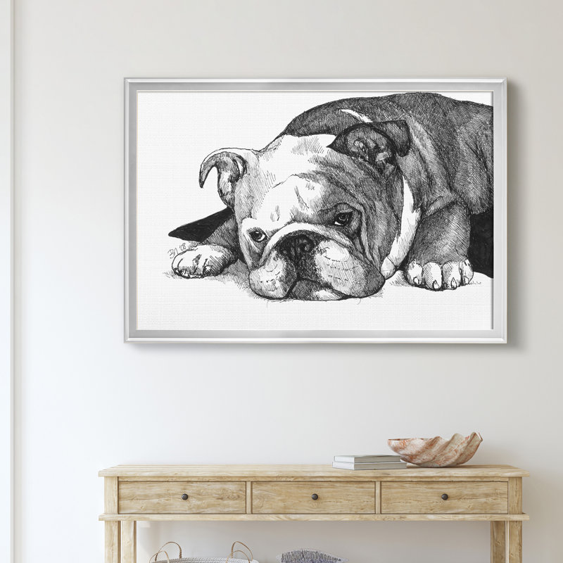 Gracie le bouledogue - Cadre photo, reproduction d'art sur toile, H 18,5 po x l 24,5 po x P 1,5 po, Argent