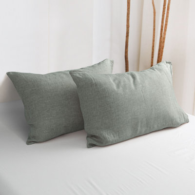 Pillow Cases 2 Pack Queen Breathable Washed Linen Envelope Closure