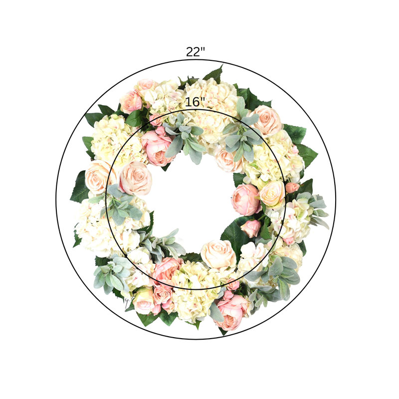 Spring Wreath with Hydrangeas, Peonies and Roses