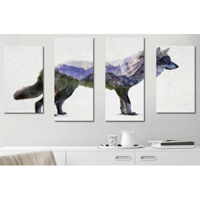 Rocky Mountain Grey Wolf"" By Davies Babies Print On Canvas Set Of 4 -  Loon Peak®, 971D4A1FDB494CE19F2D692D3D8E9189