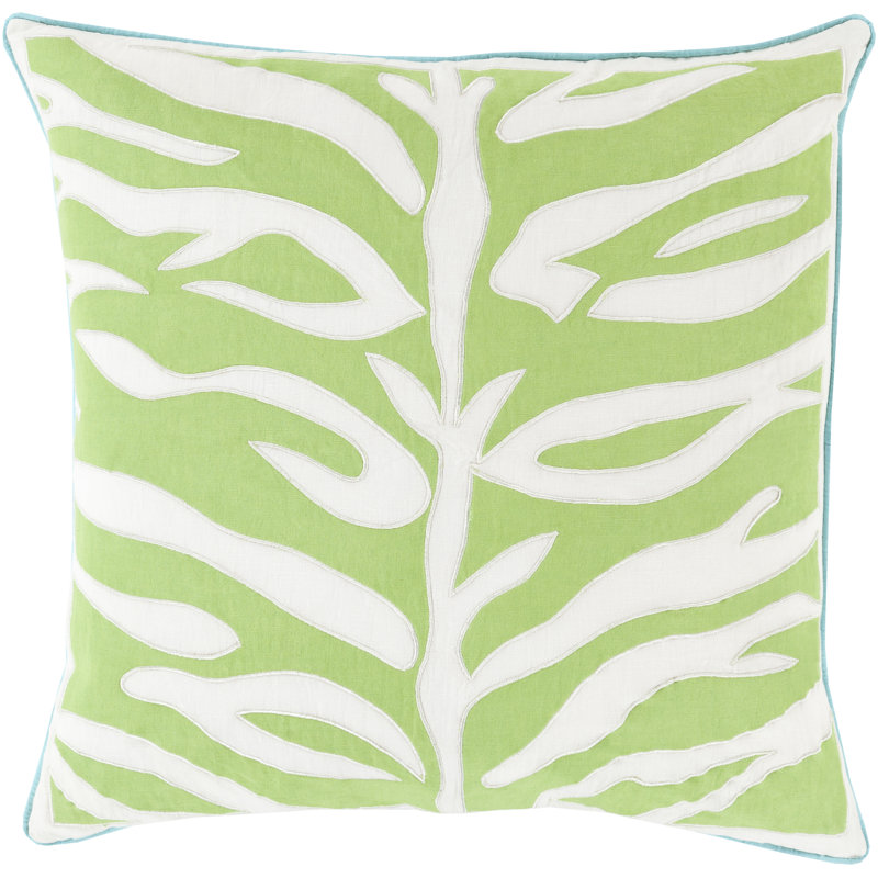 Animal Print Cotton Throw Pillow, 20" H x 20" W x 4 D, Lime, Polyester
