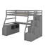 Lit mezzanine simple avec tiroirs, tablettes et bureau-789759793