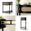 Console 32 po Boho Chic demi-lune avec portes coulissantes en rotin